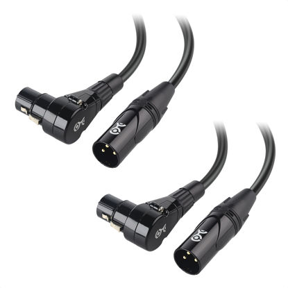 Picture of Cable Matters 2-Pack Long Right Angle XLR Cable, XLR Microphone Cable 15 Feet, Oxygen-Free Copper (OFC) XLR Right Angle Cable, Mic Cord, XLR Speaker Cables, Black