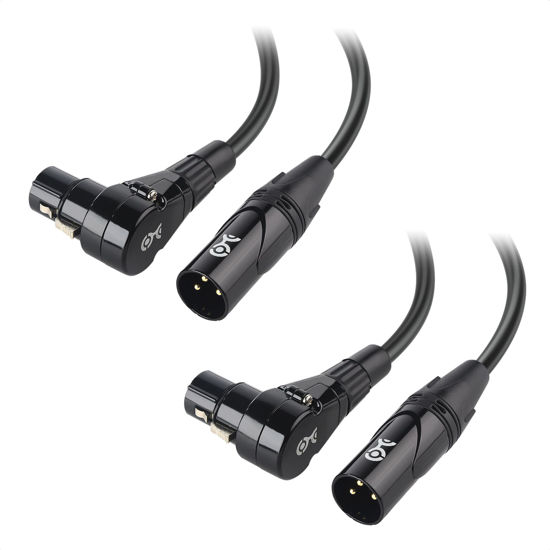 Picture of Cable Matters 2-Pack Long Right Angle XLR Cable, XLR Microphone Cable 15 Feet, Oxygen-Free Copper (OFC) XLR Right Angle Cable, Mic Cord, XLR Speaker Cables, Black