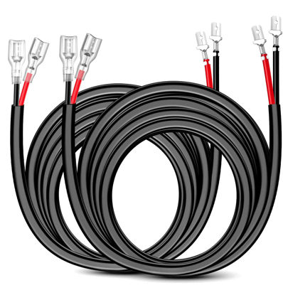 Picture of Nilight 2PCS 16 AWG 10 Feet Wiring Harness Extension Kit for LED Work Light Bar Led Pods Off Road Lights Driving Fog Light Boat Lighting, 2 Years Warranty,black