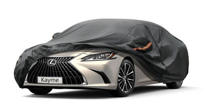 Picture of Kayme 7 Layers Car Cover Custom Fit for Lexus ES 300 330 350 (2015-2024 Waterproof All Weather for Automobiles, Outdoor Full Cover Rain Sun UV Protection.Black