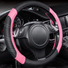 Picture of CAR PASS Line Rider Microfiber Leather Sporty 14.5-15 inch Steering Wheel Cover Universal Fits for 95% Truck,SUV,Cars, Anti-Slip Safety Comfortable Design (Black Pink)