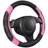 Picture of CAR PASS Line Rider Microfiber Leather Sporty 14.5-15 inch Steering Wheel Cover Universal Fits for 95% Truck,SUV,Cars, Anti-Slip Safety Comfortable Design (Black Pink)