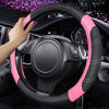 Picture of CAR PASS Line Rider Microfiber Leather Sporty 14.5-15 inch Steering Wheel Cover Universal Fits for 95% Truck,SUV,Cars, Anti-Slip Safety Comfortable Design (Black Pink)