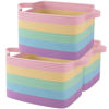 Picture of OIAHOMY Storage Basket, Woven Baskets for Storage, Cotton Rope Basket for toys,Towel Baskets for Bathroom - Pack of 3, Rainbow Pastel