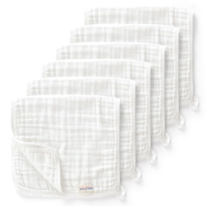 Picture of Maliton Muslin Burp Cloths for Baby 6 Pack Large 20''x10'' 100% Cotton Burp Cloths Absorbent and Soft 6 Layers Muslin Baby Stuff for Newborn Unisex(White, Pack of 7)