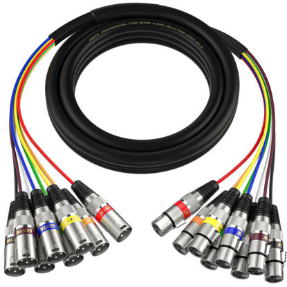 Picture of EBXYA 10ft 8 Channel XLR Snake Cables - 8 Colored XLR Male to Female Snake Cable for Live, Recording, Studios