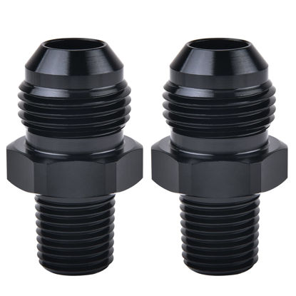 Picture of EVIL ENERGY 8AN Male Flare to 1/4" NPT Pipe Fitting Adapter Aluminum Straight Black 2PCS