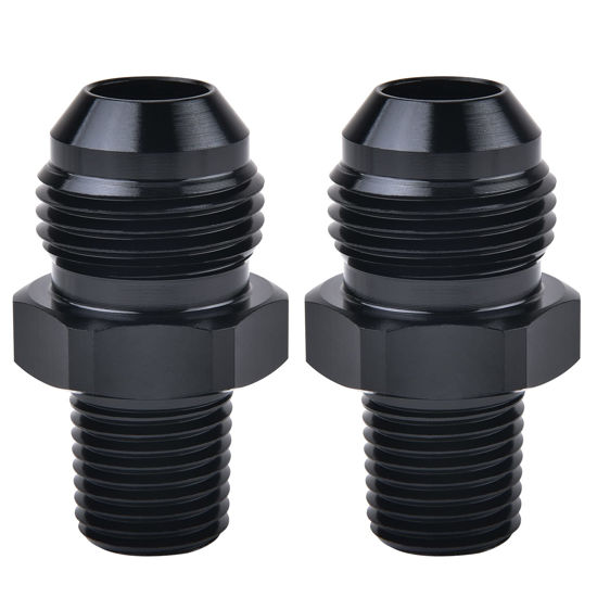 Picture of EVIL ENERGY 8AN Male Flare to 1/4" NPT Pipe Fitting Adapter Aluminum Straight Black 2PCS