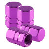 Picture of Alpmosn Aluminum Tire Stem Valve Caps Wheel Valve Covers Car Dustproof Tire Cap Cover Accessories, Universal for SUV, Car, Bike and Motorcycle，Hexagon Shape (4PCS Purple)
