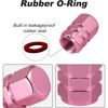Picture of Alpmosn Aluminum Tire Stem Valve Caps Wheel Valve Covers Car Dustproof Tire Cap Cover Accessories, Universal for SUV, Car, Bike and Motorcycle，Hexagon Shape (Pink)