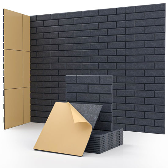 Picture of Acoustic Wall Panels Self-Adhesive Sound Absorbing Panels 12 Pack Brick Wall Panels Acoustic Panels High Density Soundproof Adhesive Panels for Wall Decoration And Acoustic Treatment 12"×12"×0.4"