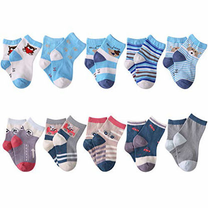 Picture of 10 Pack Kids Boys Fashion Cotton and Soft Cute Breathable Socks(5-7 Years)