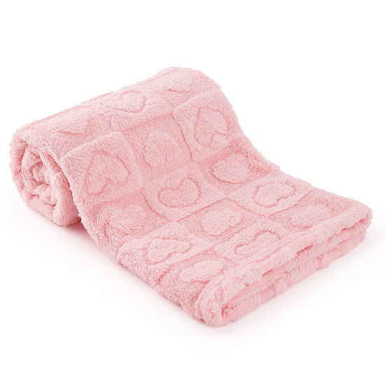 Picture of Plush Soft with Heart Checkered Baby Blanket,Fleece Infant Toddler Blankets for Girls Boys,Warm Lightweight Breathable Newborn Receiving Blankets for Crib Stroller 30"×39" (Light Pink, Heart)