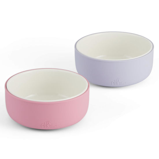 Picture of Elk and Friends Kids Porcelain Bowls with Silicone Sleeve | Kids/Toddler/Baby Feeding | Microwave & Dishwasher Safe | Non slip | Cereal/Soup/Snack Dishes & Dinnerware