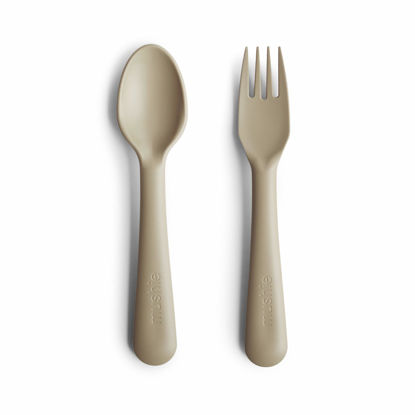 Picture of mushie Flatware Fork and Spoon Set for Kids | Made in Denmark (Vanilla)