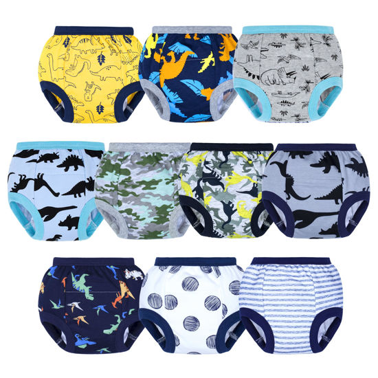 Picture of BIG ELEPHANT Potty Training Underwear, 100% Cotton Absorbent Unisex Toddler Pee Pants for Boys & Girls (Dinosaur Party, 10-Pack, 4T)