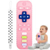 Picture of Fu Store Silicone Teething Toys for Infant Toddlers, Remote Control Shape Teethers for Babies Chew Toys, Relief Soothe Babies Gums Set, BPA Free/Freezable/Dishwasher and Refrigerator Safe (Pink)