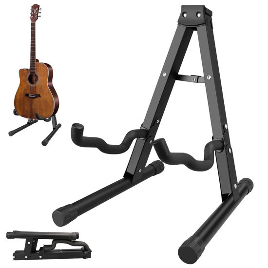 Picture of DkOvn 1/2/4 Pack Guitar Stand, A-Frame Folding Guitar Stand with Non-Slip Rubber and Foam Arms, Metal Guitar Stand for Acoustic Guitar, Electric Guitar, Bass, Ukulele, Banjo(1 Pack, Model A)