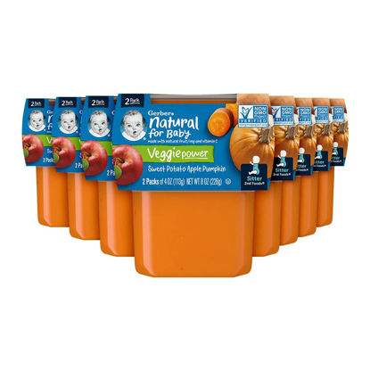 Picture of Gerber 2nd Foods Sweet Potato, Apple & Pumpkin Pureed Baby Food, 4 Ounce Tubs, 2 Count (Pack of 8)
