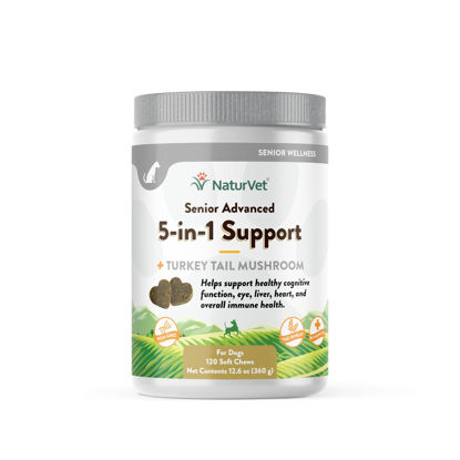 Picture of NaturVet Senior Advanced 5-in-1 Support Dog Supplement - Helps Support Immune System, Heart, Liver, Cognitive Function, Eye Health - Includes Ginkgo Biloba, Lutein - 120 Ct.