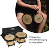 Picture of EASTROCK Bongo Drum 6.5” and 7.5” Bongos Set for Kids Adults Beginners Professionals Tunable Wood and Metal Drum Percussion Instruments with Bag and Tuning Wrench (Log)