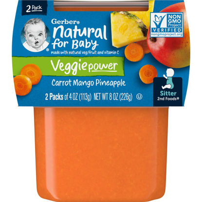 Picture of Gerber 2nd Foods, Carrot, Mango & Pineapple Pureed Baby Food,4 Ounce (Pack of 16)