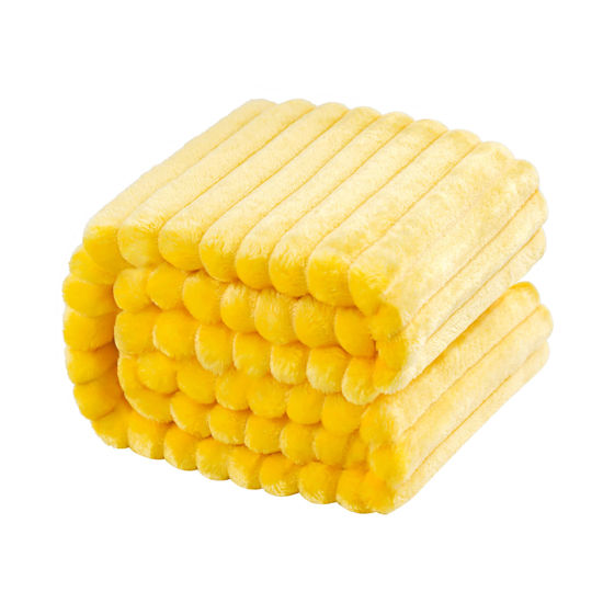 Picture of NTBAY Flannel Fuzzy Toddler Blanket, Fluffy Warm and Lightweight Reversible Stripes Design Baby Plush Blanket, 30 x 40 Inches, Yellow