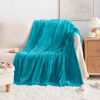 Picture of NTBAY Plush Flannel Oversized Baby Blanket, 50X60 Inches Soft and Warm Toddler Blanket with Striped Texture Nursery Bed Blanket for Stroller, Crib, Travel, Baby Gift, 50"x60", Turquoise