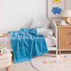 Picture of NTBAY Flannel Fuzzy Toddler Blanket, Fluffy Warm and Lightweight Reversible Stripes Design Baby Plush Blanket, 30x40 Inches, Blue