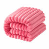 Picture of NTBAY Plush Flannel Oversized Baby Blanket, 50X60 Inches Soft and Warm Toddler Blanket with Striped Texture Nursery Bed Blanket for Stroller, Crib, Travel, Baby Gift, 50"x60", Coral Pink