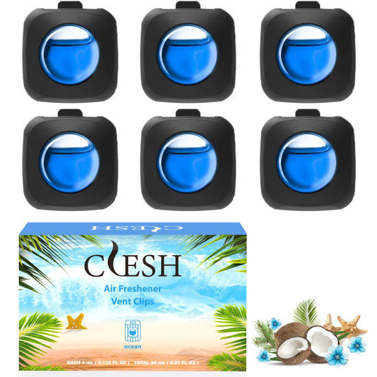 Picture of Car Air Fresheners, Ocean, 6-Pack, 4ml Each, Car Fresheners for Women Men, Long Lasting Air Freshener for Car Vent Clips, Car Refresher