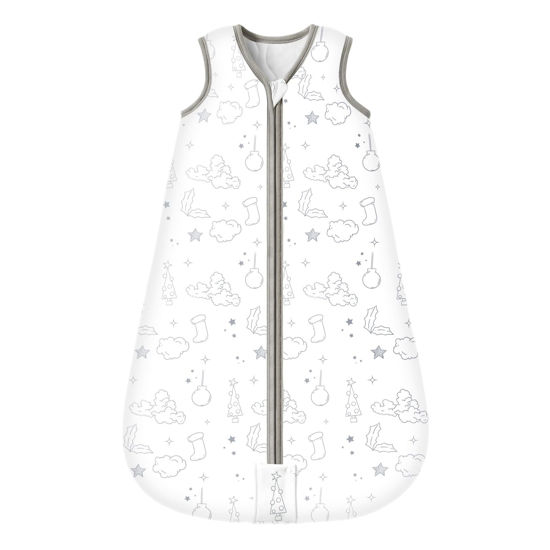 Picture of Mosebears Sleep Sack Baby Winter Wearable Blanket with 2-Way Zipper,2.5 TOG Cotton Sleep Sack Unisex (White Cloud, 12-18 Months)