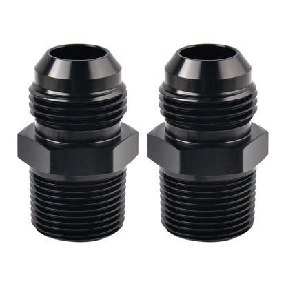 Picture of EVIL ENERGY 12AN Male Flare to 1/2" NPT Pipe Fitting Adapter Aluminum Straight Black 2PCS
