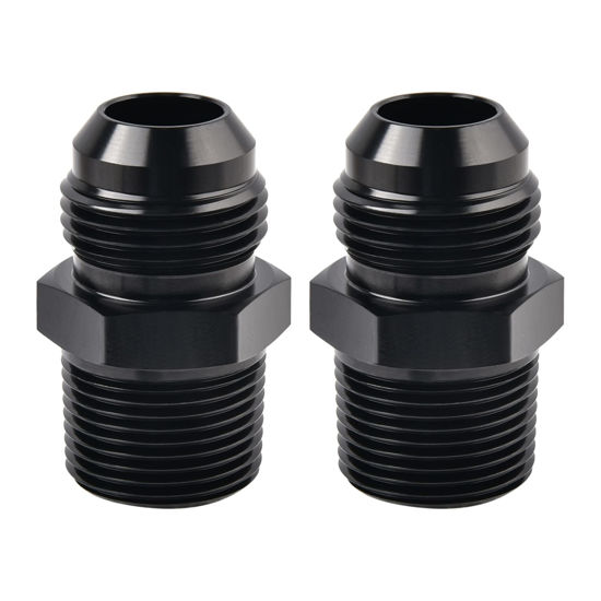 Picture of EVIL ENERGY 12AN Male Flare to 1/2" NPT Pipe Fitting Adapter Aluminum Straight Black 2PCS