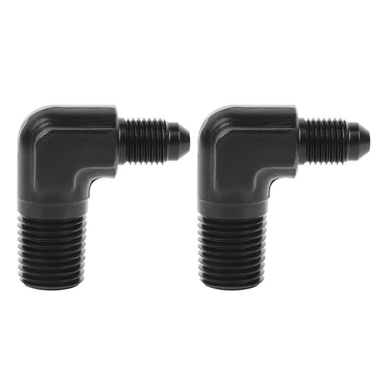 Picture of EVIL ENERGY 3AN Male Flare to 1/4" NPT Pipe 90 Degree Fitting Adapter Aluminum Black 2PCS
