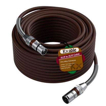 Picture of XLR to XLR Cable 150 Feet, Premium XLR Microphone Cable, Heavy Duty 22AWG OFC XLR Male to Female Cord, 3-Pin Shielded Mic Speaker Cable, Zinc Alloy Connectors, Metal Spring SR, Brown