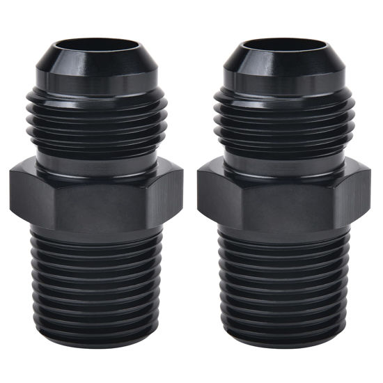 Picture of EVIL ENERGY 8AN Male to 3/8" NPT Fitting Straight Aluminum Black 2PCS
