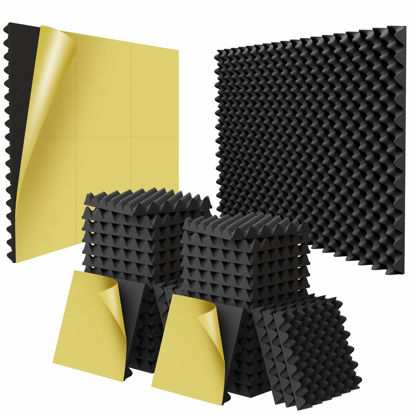 Picture of 24 Pack 1.5"X12"X12" Acoustic Foam, Self Adhesive Sound Proof Egg Crate Foam(Most Soundproofing Design), Upgraded Sound Proof Foam Panels for Walls, Doors, Fire-Retardent Acoustic Panels,Made by WVOVW