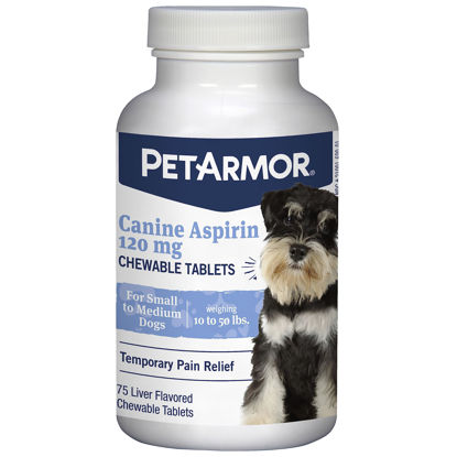 Picture of PetArmor Aspirin for Small Dogs, Fast Acting Anti-Inflammatory and Pain Relief For Dogs, Vet-Quality Joint Support and Pain Meds for Dogs, 75 Liver Flavored Tablets