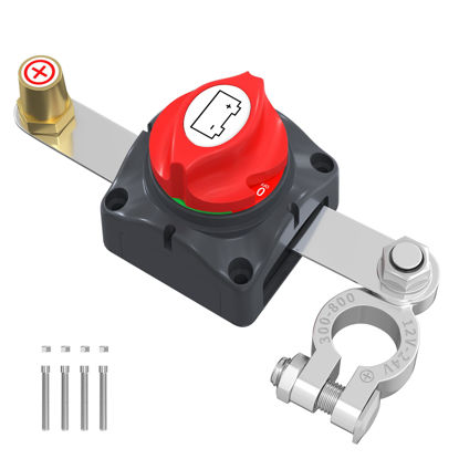 Picture of Joinfworld Battery Disconnect Switch 12V 48V Waterproof Marine Top Post Battery Disconnect Switch 12 Volt Battery Cut Off Switch Master for Car RV Boat ATV UTV Vehicles