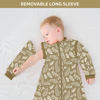 Picture of amo nenes Baby Sleep Sack, TOG 2.5 Winter Wearable Blanket, Removable Long Sleeves Baby Sleeping Bag for Infants and Toddlers, Super Soft Warm Comfortable Sleeping Sack, White Leaf, 0-6M