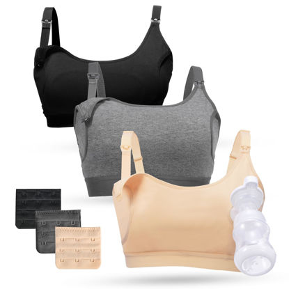 Picture of Momcozy Pumping Bra, Pumping Bra Hands Free 3 Pack Comfortable All Day Wear Pumping and Nursing Bra in One Holding Breast Pump for Spectra, Lansinoh, Medela