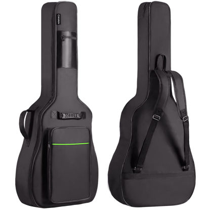 Picture of CAHAYA 𝗔𝗰𝗼𝘂𝘀𝘁𝗶𝗰 𝗚𝘂𝗶𝘁𝗮𝗿 𝗕𝗮𝗴 0.35 In Thick Padding for 40 41 42 in Acoustic Guitars Waterproof Dual Adjustable Shoulder Strap Guitar Case Gig Bag with Back Hanger Loop, Green CY0291