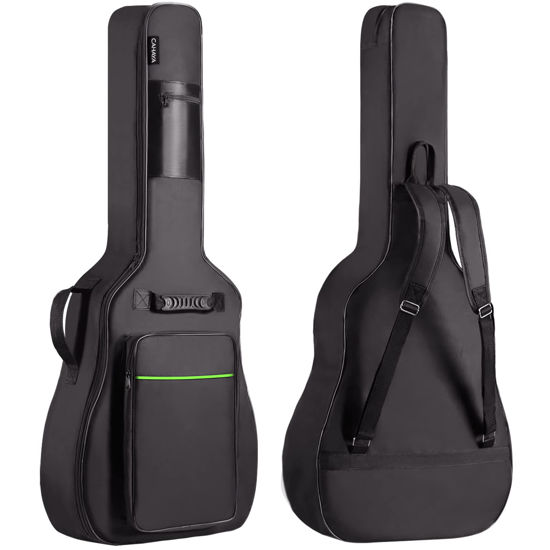 Picture of CAHAYA 𝗔𝗰𝗼𝘂𝘀𝘁𝗶𝗰 𝗚𝘂𝗶𝘁𝗮𝗿 𝗕𝗮𝗴 0.35 In Thick Padding for 40 41 42 in Acoustic Guitars Waterproof Dual Adjustable Shoulder Strap Guitar Case Gig Bag with Back Hanger Loop, Green CY0291