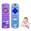 Picture of ERSIHUA 2-Pack Silicone Baby Teething Toys, TV Remote Teethers for 6-12-18 Months Infant, Fire Stick Remote Control Shape Baby Silicone Teethers, Chew Toys for Boys and Girls (New-F Purple+R Blue)
