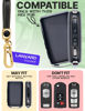 Picture of for Mazda CX5 Key Fob Cover and Leather Keychain - Full Cover Key Case for Mazda 3, 6, CX-5, CX-9, CX-30, CX-50, CX-70 - 2019-2024 TPU Keyfob Cover Compatible with WAZSKE11D0 - Black and Gold