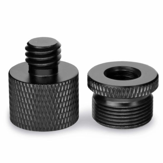 Picture of Frgyee Mic Stand Adapter 5/8 Female to 3/8 Male and 3/8 Female to 5/8 Male Screw Adapter Thread for Microphone Stand Mount to Camera Tripod Adapter 2 Pack