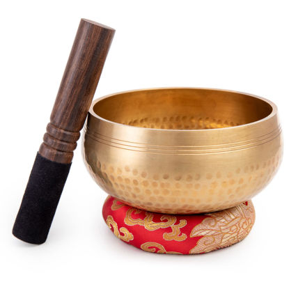 Picture of Tibetan Singing Bowl Set - Easy To Play for Beginners - Authentic Handcrafted Mindfulness Meditation Holistic Sound 7 Chakra Healing Gift by Himalayan Bazaar (5")