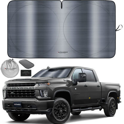 Picture of Autoamerics 1-Piece Windshield Sun Shade - Metallic Gray Foldable Car Front Window Sunshade for Most Cars SUV Truck Heat Blocker Visor Protector Blocks Max UV Rays and Keeps Your Vehicle Cool - Large