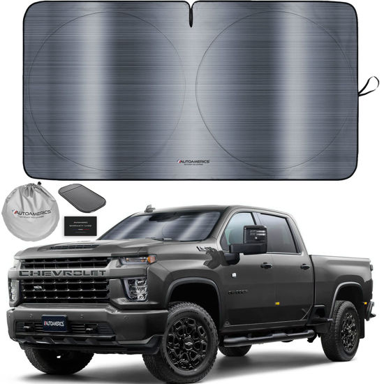 Picture of Autoamerics 1-Piece Windshield Sun Shade - Metallic Gray Foldable Car Front Window Sunshade for Most Cars SUV Truck Heat Blocker Visor Protector Blocks Max UV Rays and Keeps Your Vehicle Cool - Large